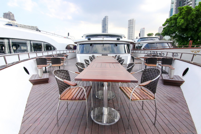 Hop onboard the Grand Pearl cruise liner with an open air deck