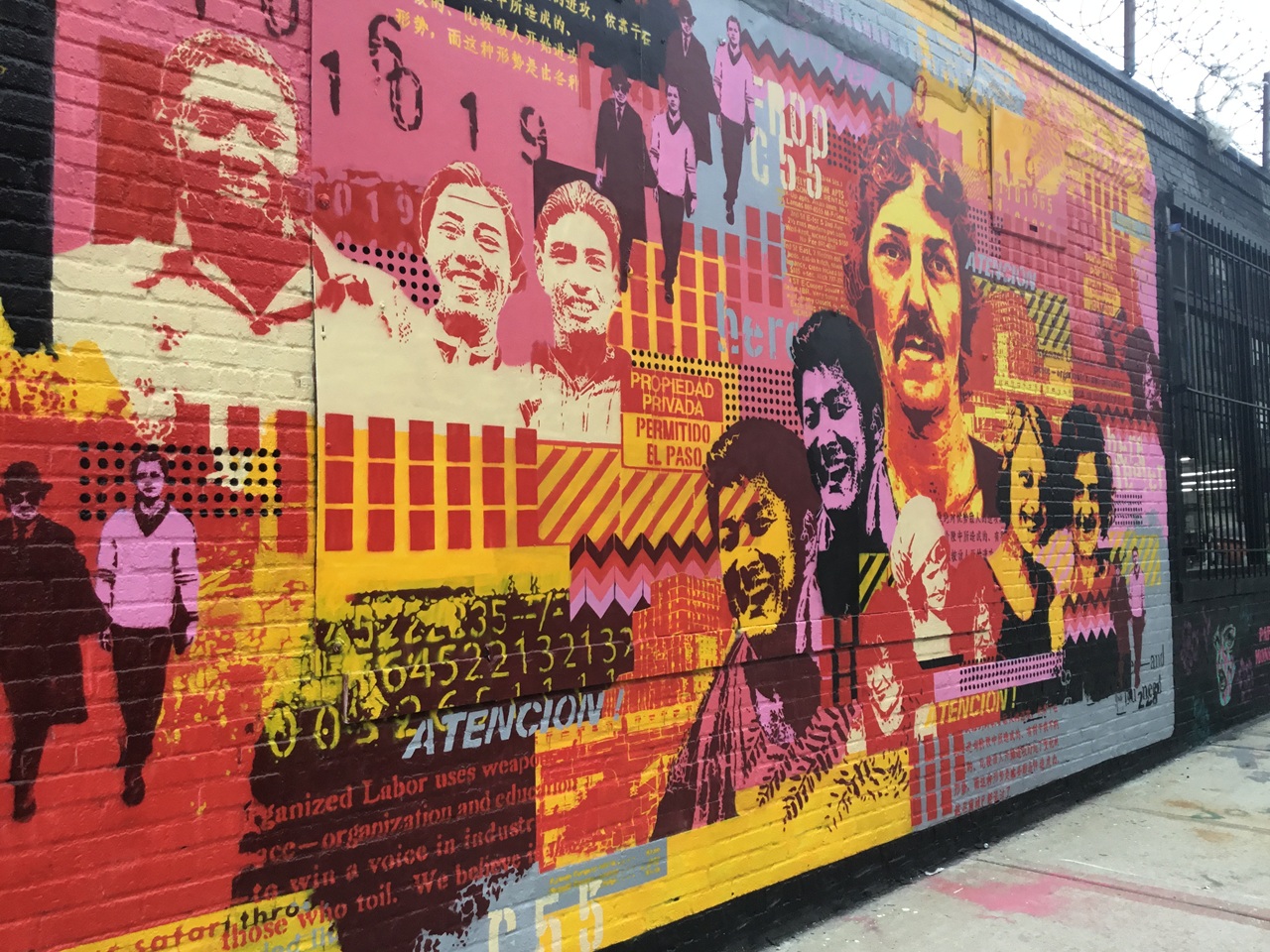 Admire the intricate collage-style street art that adorns the brick walls of the Bushwick neighborhood