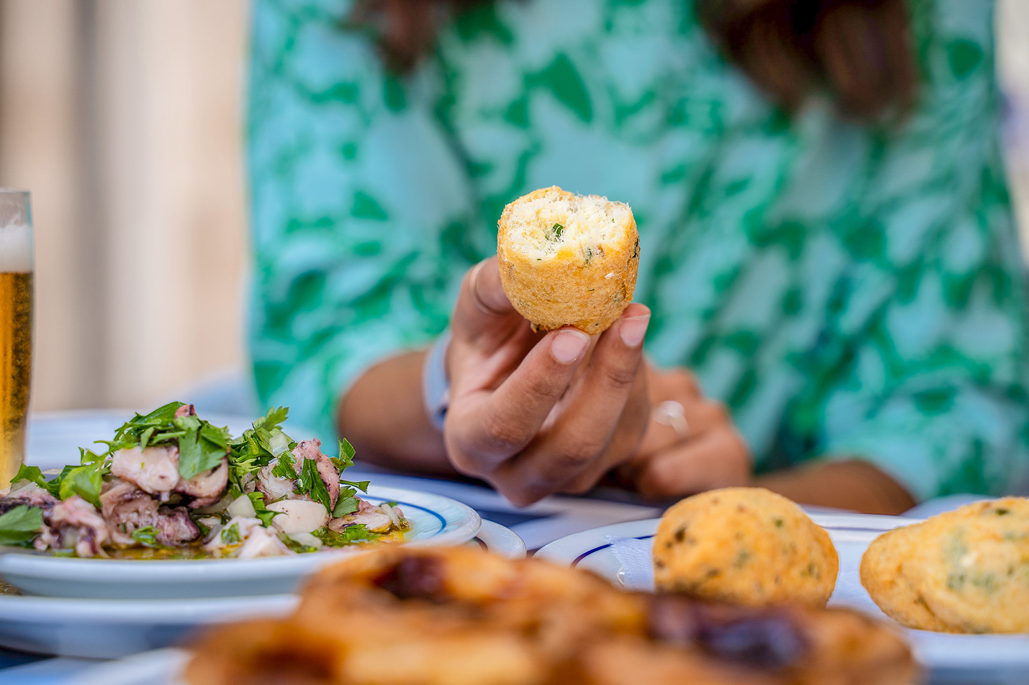 Segway Lisbon Guided Food Tour in Lisbon. Tasting the well known Codfish pastry.