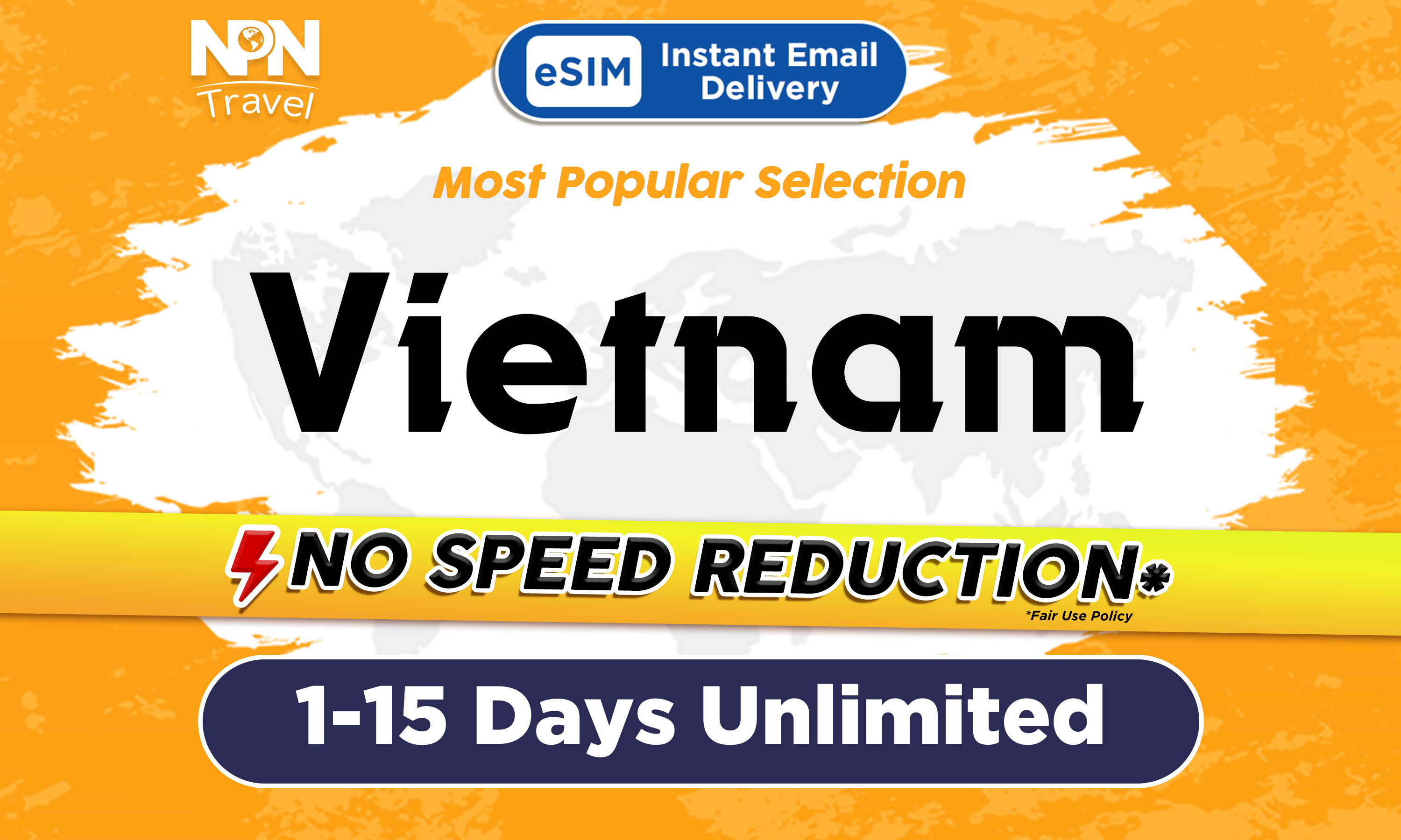 越南3 - 15天無限流量4G eSIM上網卡（500MB / 4GB）
