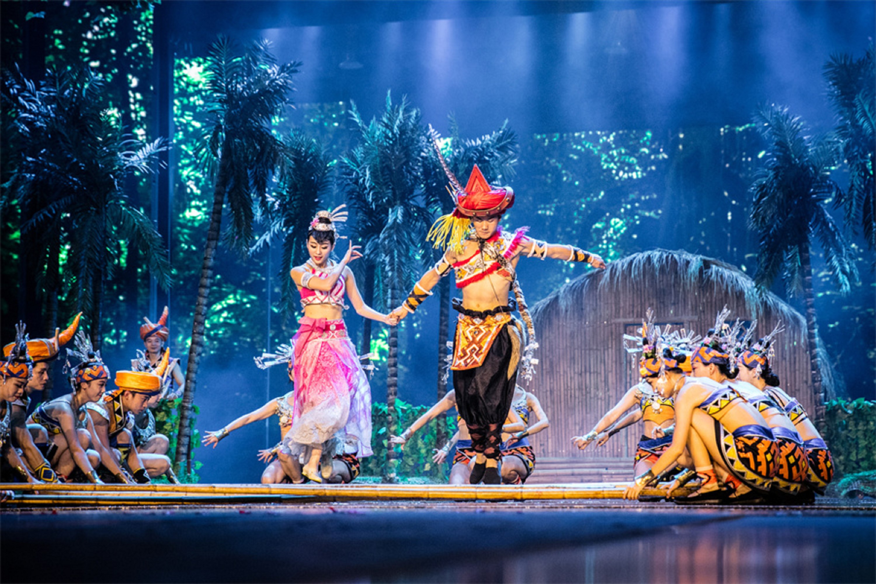 通過舞蹈、音樂和舞臺特效,將觀眾帶回到萬年前的落筆洞時代,講述了黎族先民在這片土地上的生活與繁衍,呈現出他們的狩獵、採集、祭祀等場景,讓人們感受到原始文化的神秘與魅力 通過舞蹈、音樂和舞臺特效,將觀眾帶回到萬年前的落筆洞時代,講述了黎族先民在這片土地上的生活與繁衍,呈現出他們的狩獵、採集、祭祀等場景,讓人們感受到原始文化的神秘與魅力