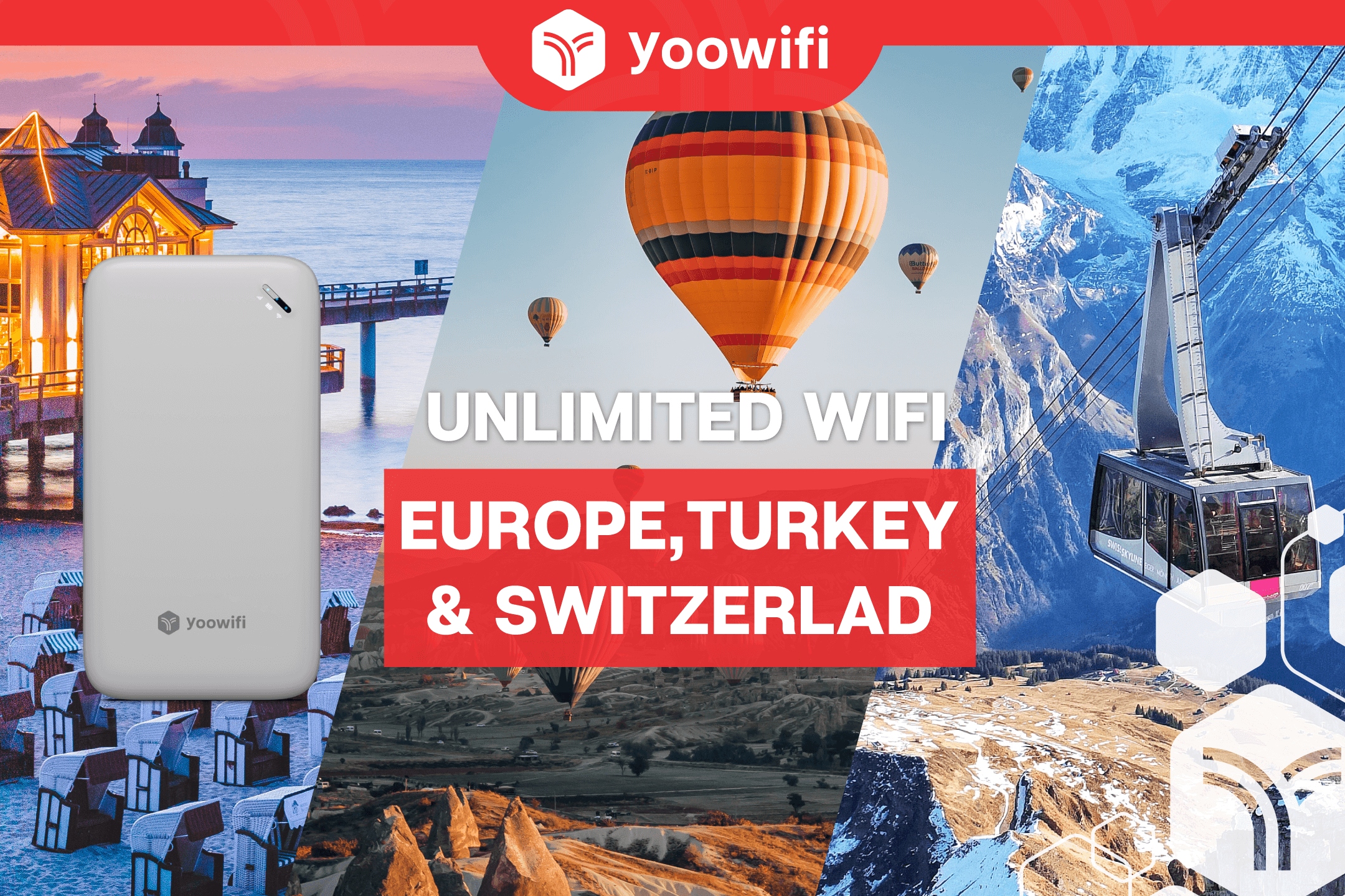 歐洲＆瑞士＆土耳其 4G 無限流量升級版 WiFi 分享器