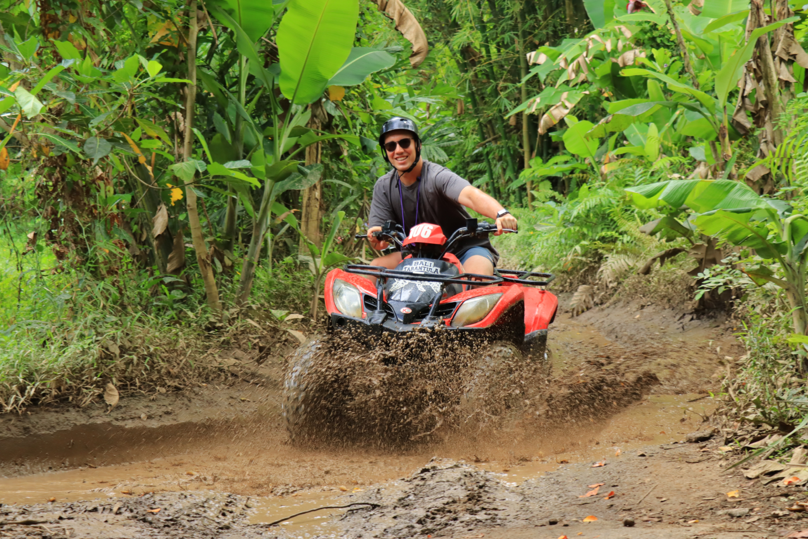 Enjoy an unforgettable ATV ride across muddy tracks, tropical jungle trails, rivers, and beautiful countryside scenery in Bali. Enjoy an unforgettable ATV ride across muddy tracks, tropical jungle trails, rivers, and beautiful countryside scenery in Bali.