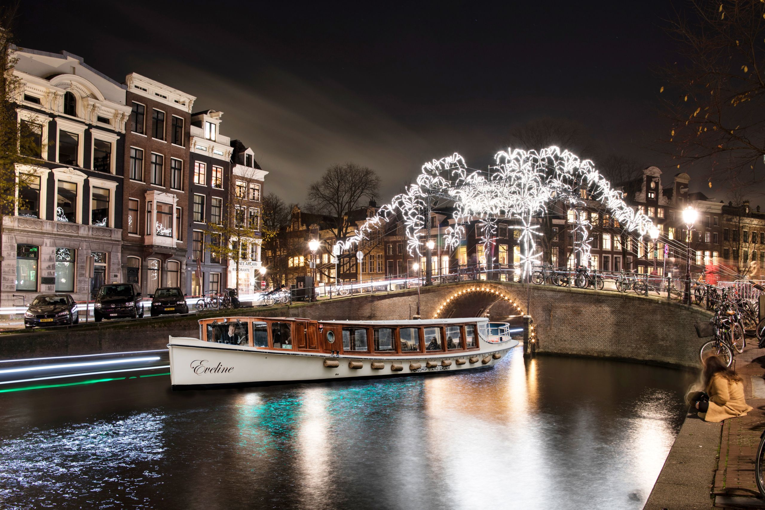 Light festival cruise on luxury saloon boat in Amsterdam