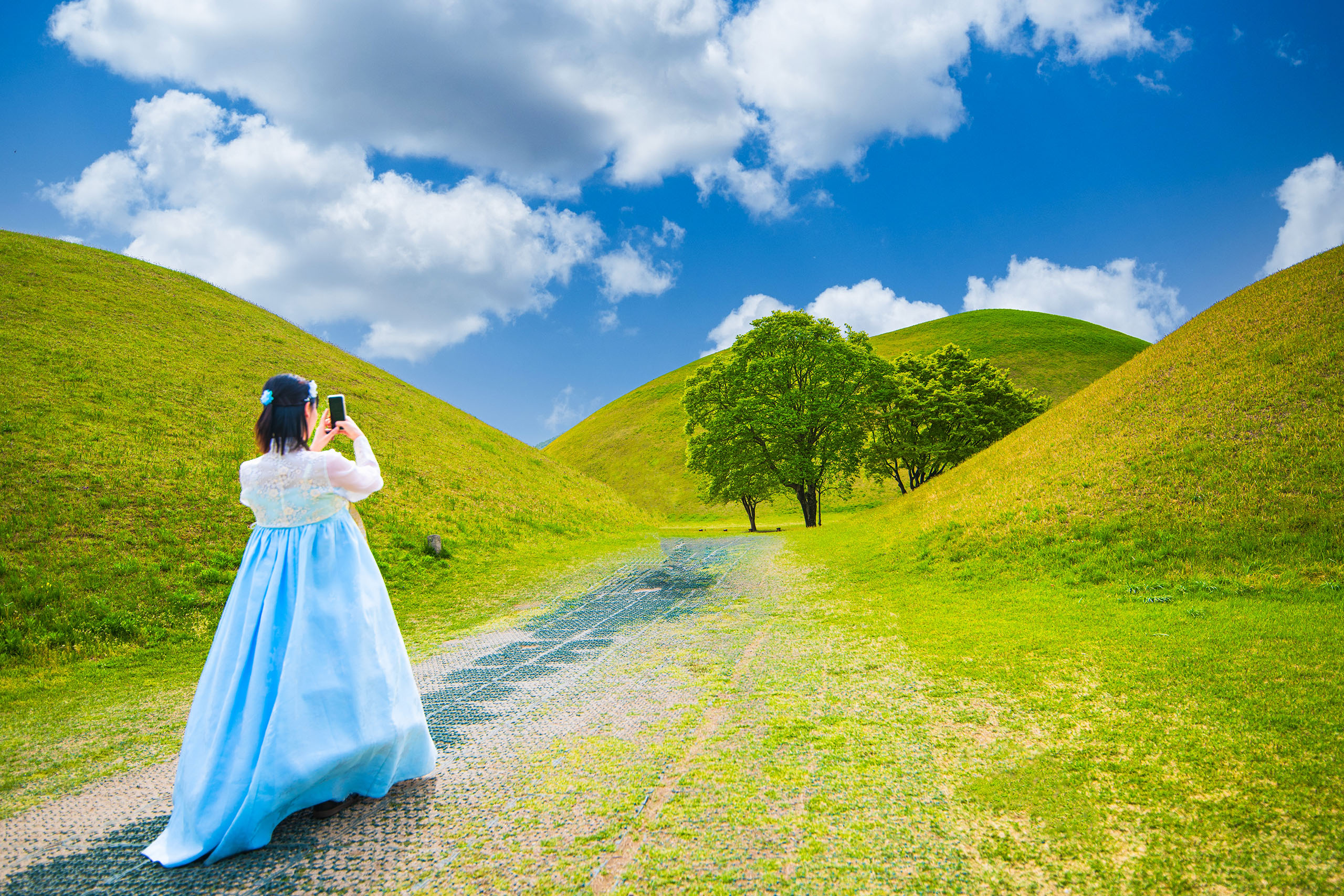 大陵苑又稱作皇陵公園，是新羅王朝時期建造的陵墓群，共包含23座陵墓。