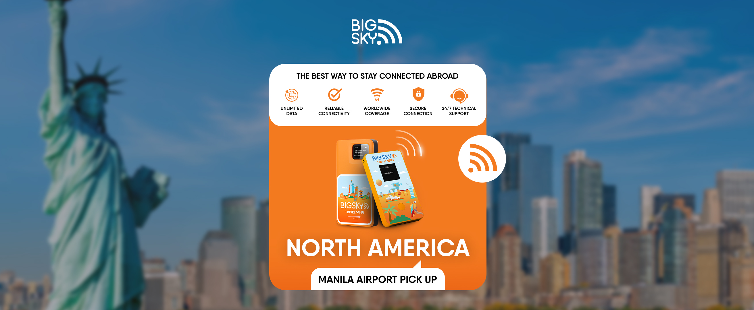 BIG SKY Travel WiFi 4G (MNL Airport Pick Up) for North America