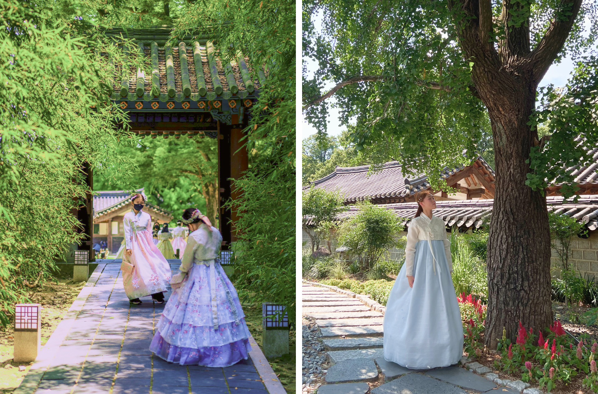 您可以漫步在村莊中，試穿韓服（韓國傳統服飾），並拍一些美麗的照片！就像走進一本古老的故事書。🏯💖🌸