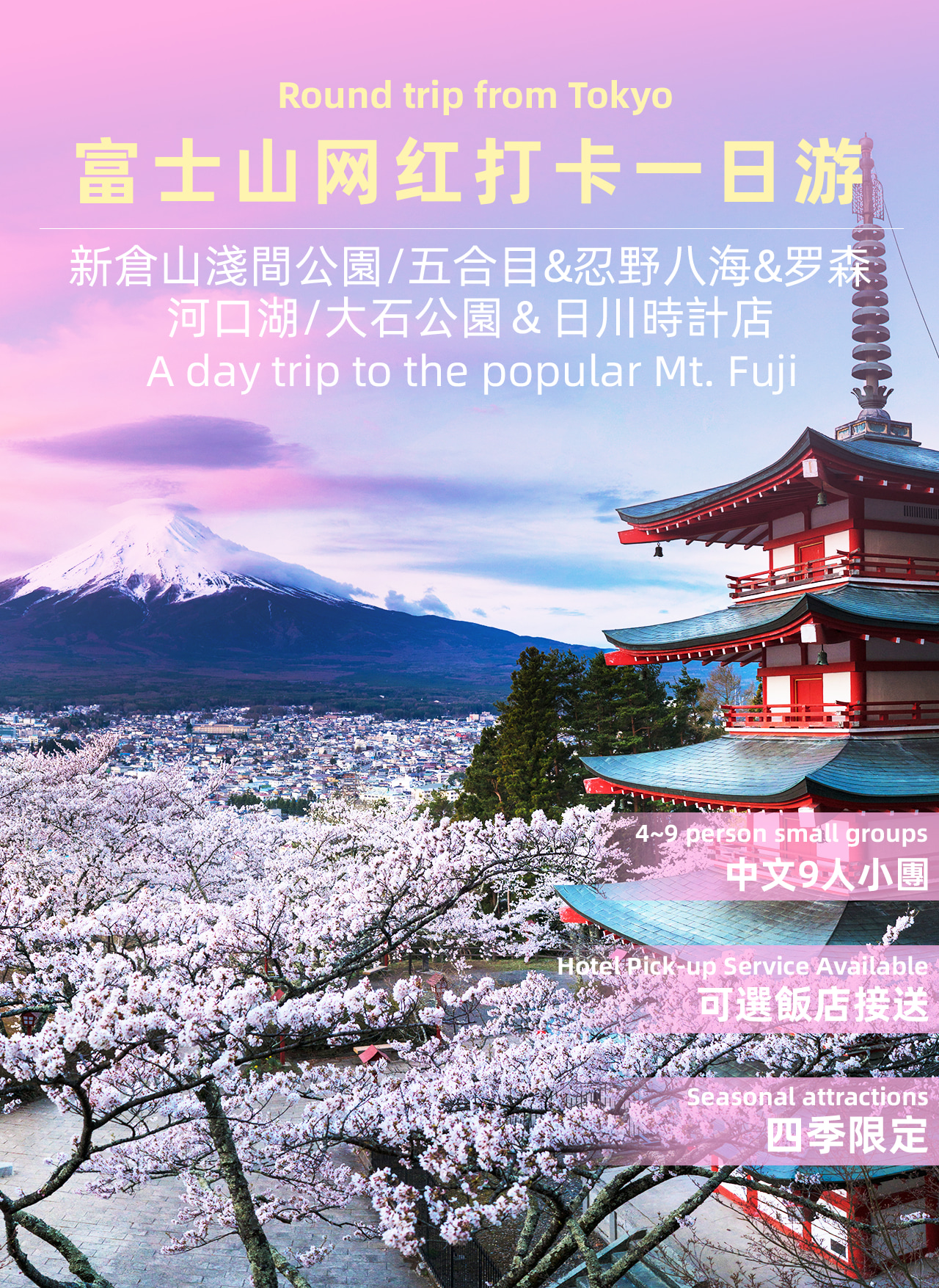 專屬小團出行，東京往返，可選東京飯店接送