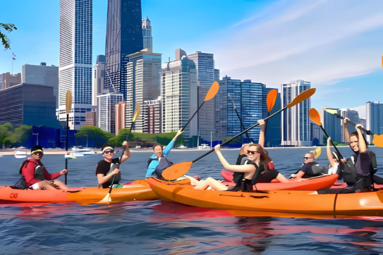 密歇根湖日落皮划艇租賃體驗 (Sunset Kayak Rental Experience on Lake Michigan)