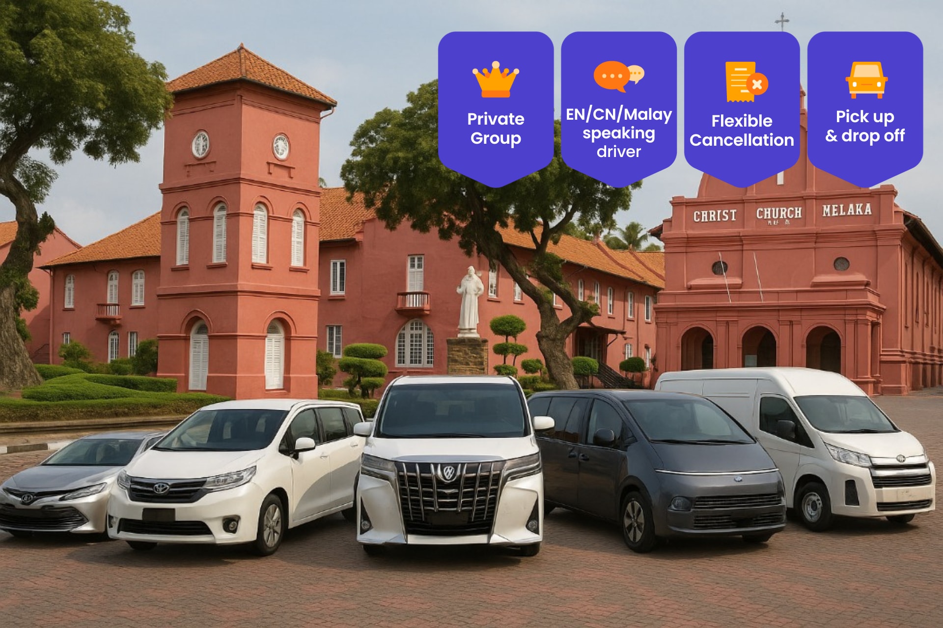 Private Transfers from Malacca to Kuala Lumpur, Selangor, Genting Highlands, Kuala Selangor, Sekinchan and More