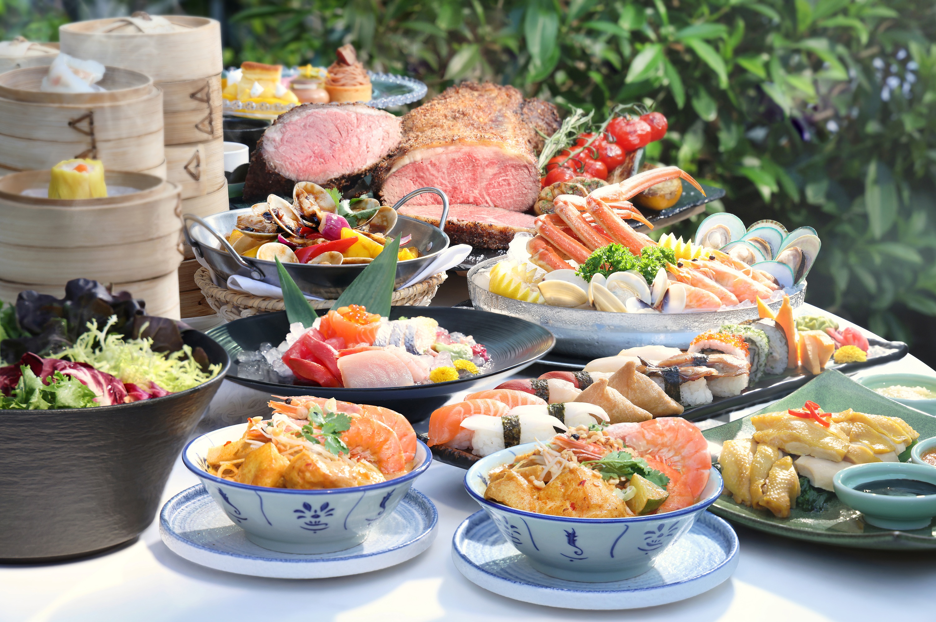 โรงแรมคอนราด ฮ่องกง丨การ์เดน คาเฟ่ Garden Café丨บุฟเฟต์มื้อกลางวัน｜อาหารทะเลออนไอซ์ อาหารนานาชาติ