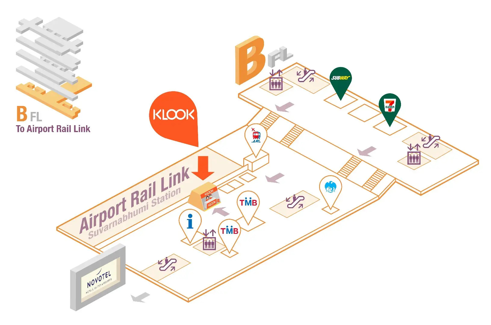 Map of the Klook Counter at BKK Airport