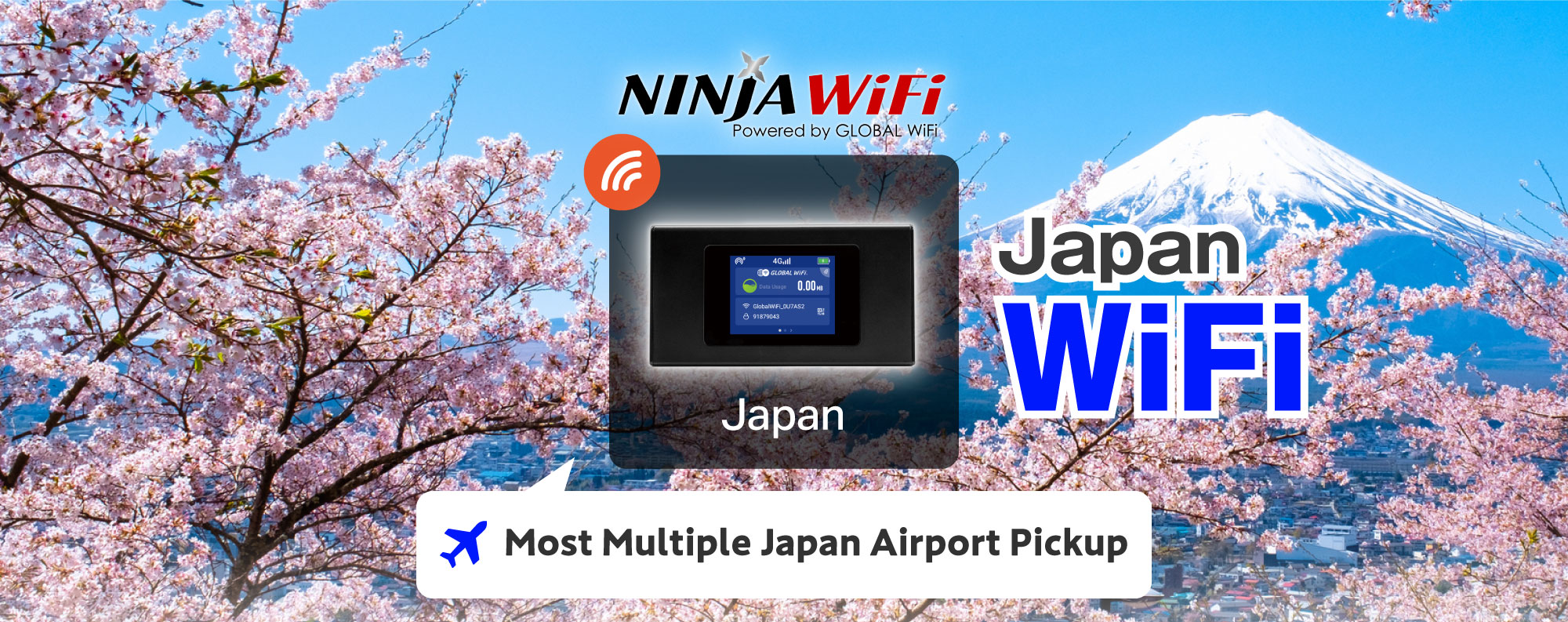 日本NINJA 4G LTE隨身WiFi - 無限流量（日本機場領取）