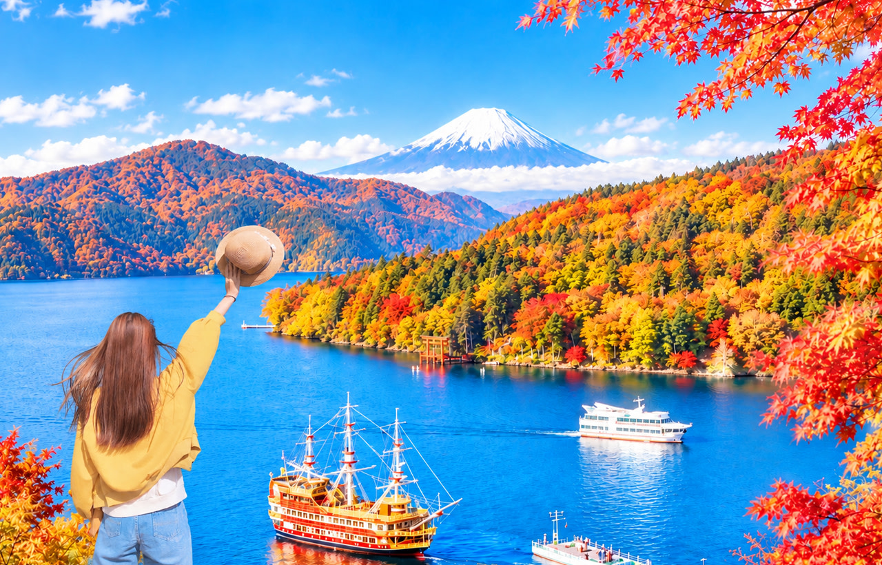 静岡】 富士山・箱根｜芦ノ湖の水上鳥居・山中湖・大涌谷「水陸空