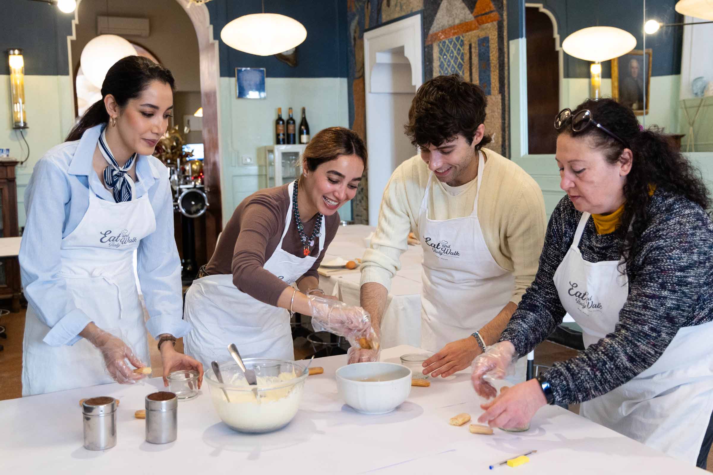 Enjoy your handmade fettuccine and tiramisu, paired with wine and limoncello