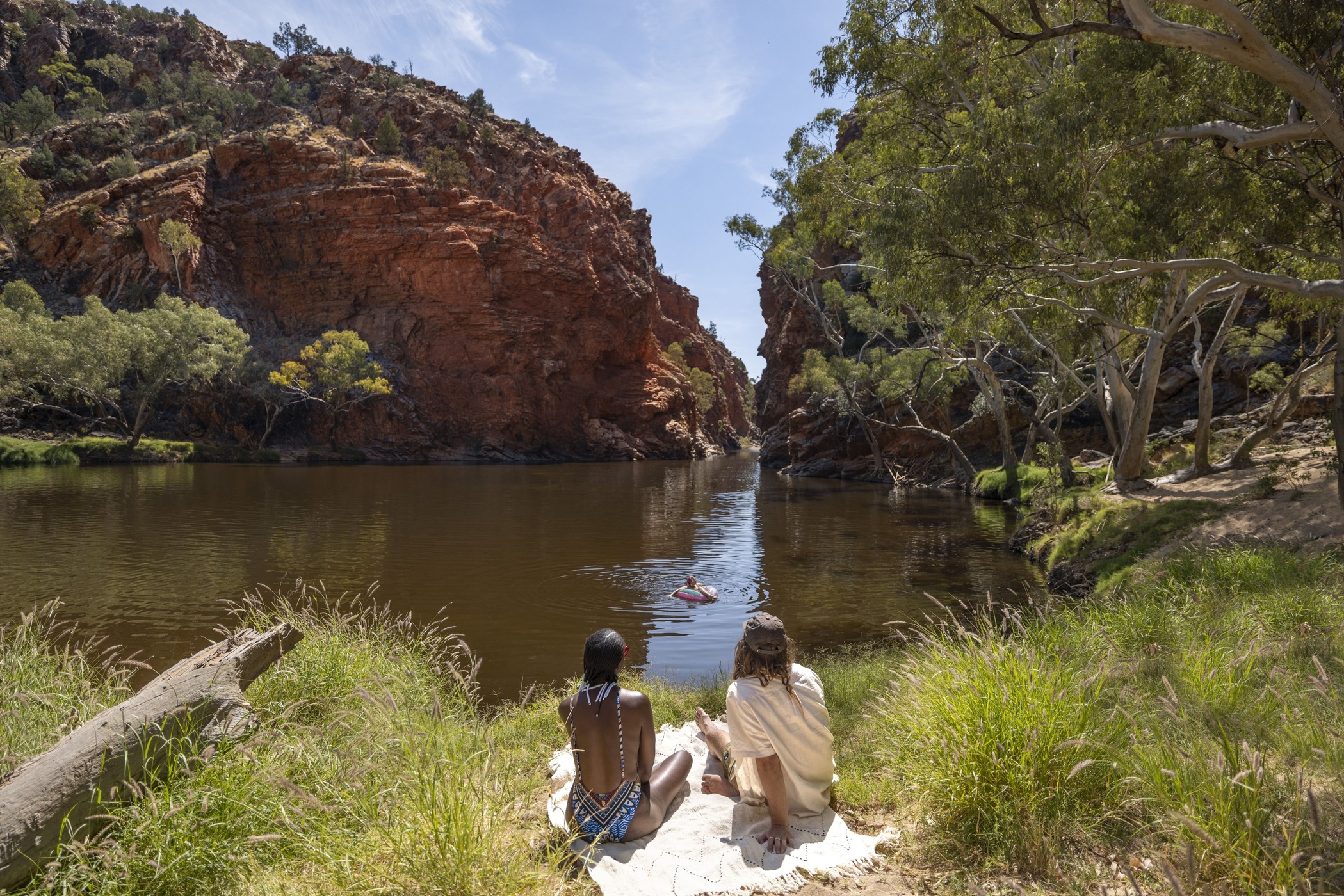 Ellery Creek Big Hole relaxing by the water in West MacDonnell Ranges