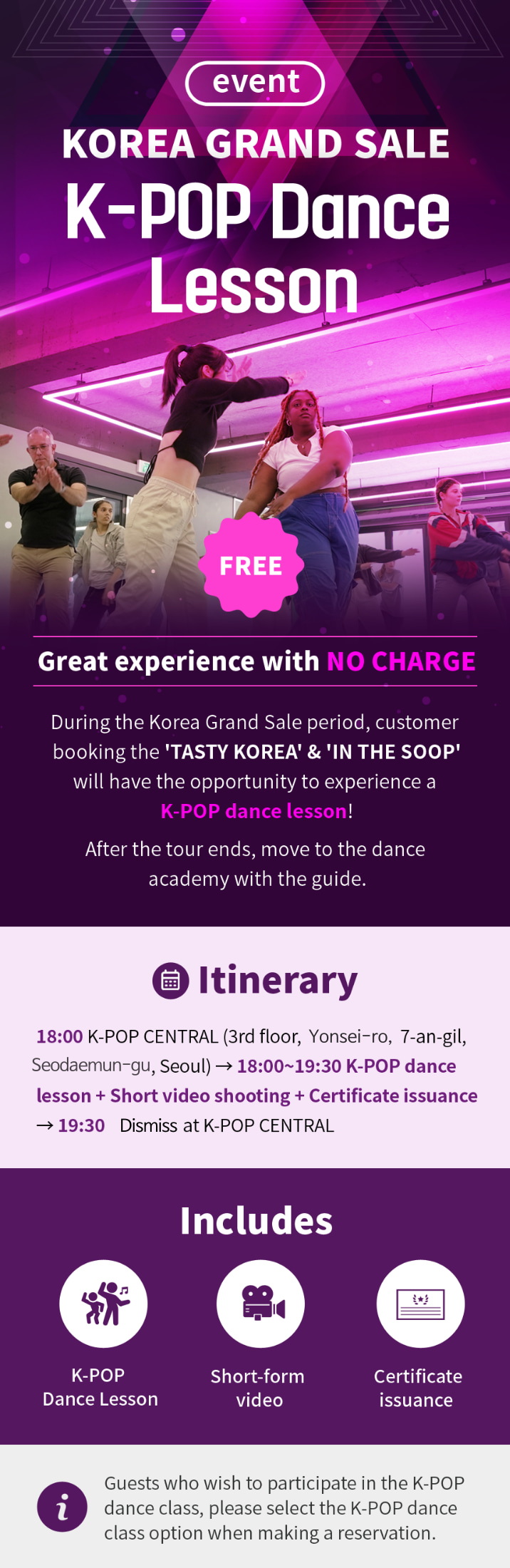 [Korea Grand Sale 2024] TASTY KOREA Gourmet Tour+KPOP DANCE CLASS