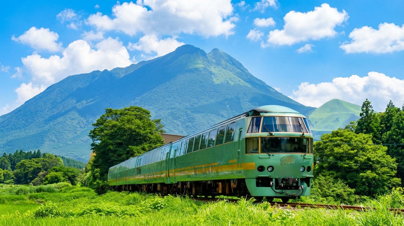 由布院之森：日本九州地區最受歡迎的特色列車之一。列車由著名設計師水戸岡銳治設計，奢華的翡翠綠色和金色的外觀，配上木材的車廂設計，給人一種溫暖復古的感覺，宛如置身於森林中療愈舒適。