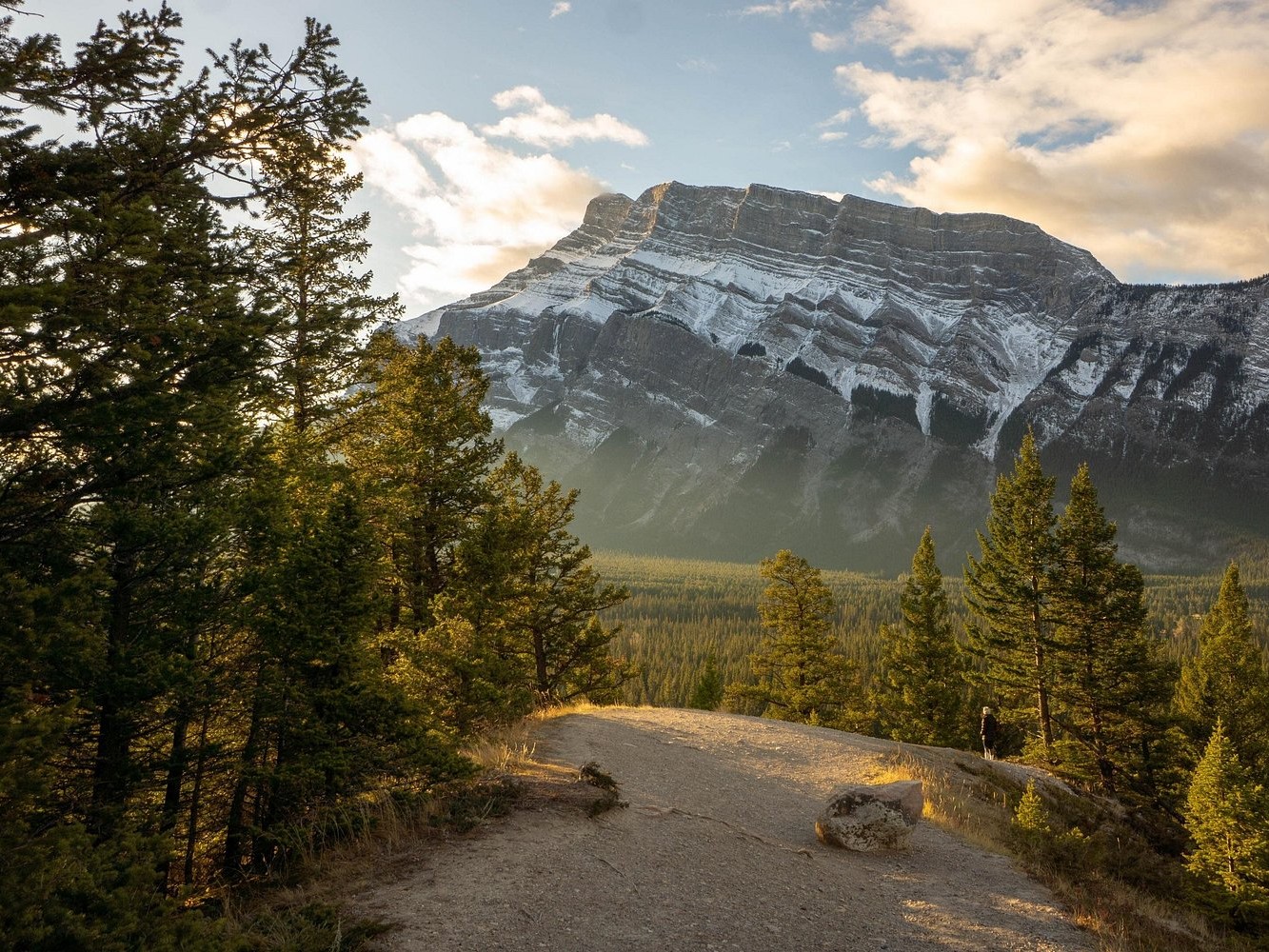 Admire sweeping mountain views across the rugged and majestic Canadian Rocky Mountain range