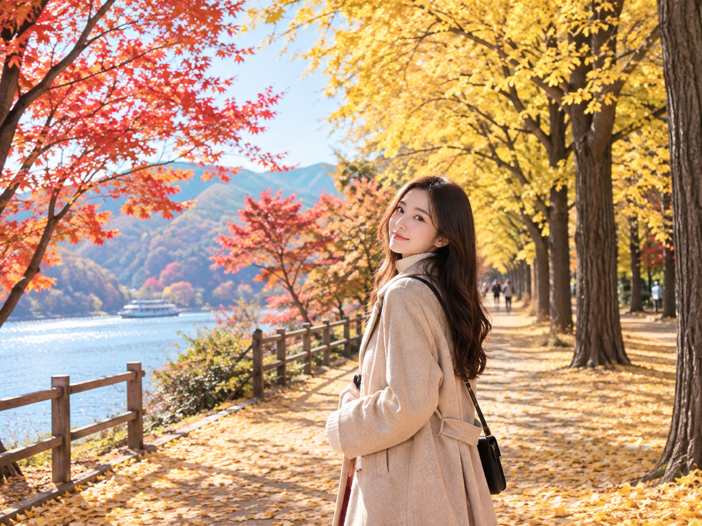 走進南怡島美麗的秋日仙境,林蔭小徑上紅、橙、金三色交織,展現生氣勃勃的迷人景致。 走進南怡島美麗的秋日仙境,林蔭小徑上紅、橙、金三色交織,展現生氣勃勃的迷人景致。