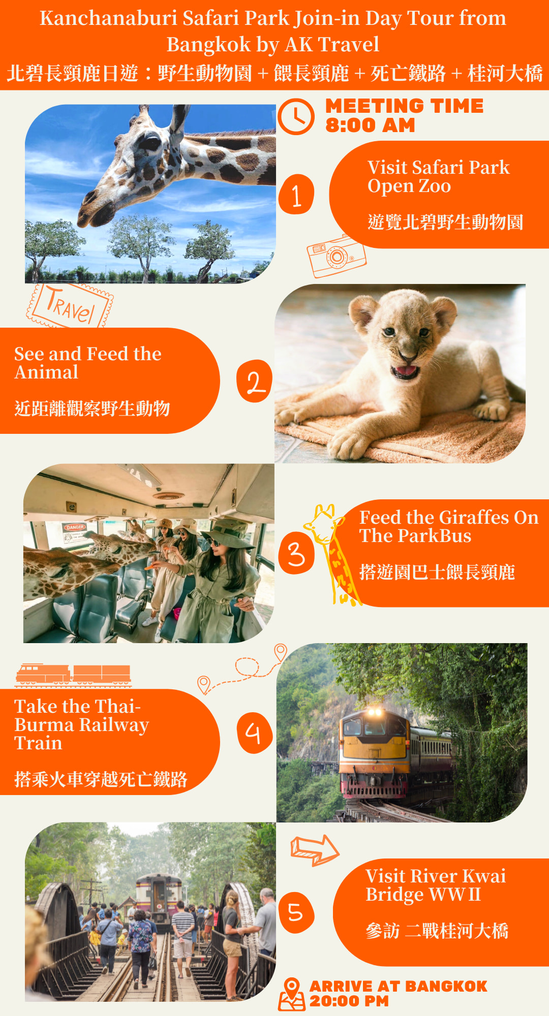 北碧府野生動物園和桂河大橋一日遊