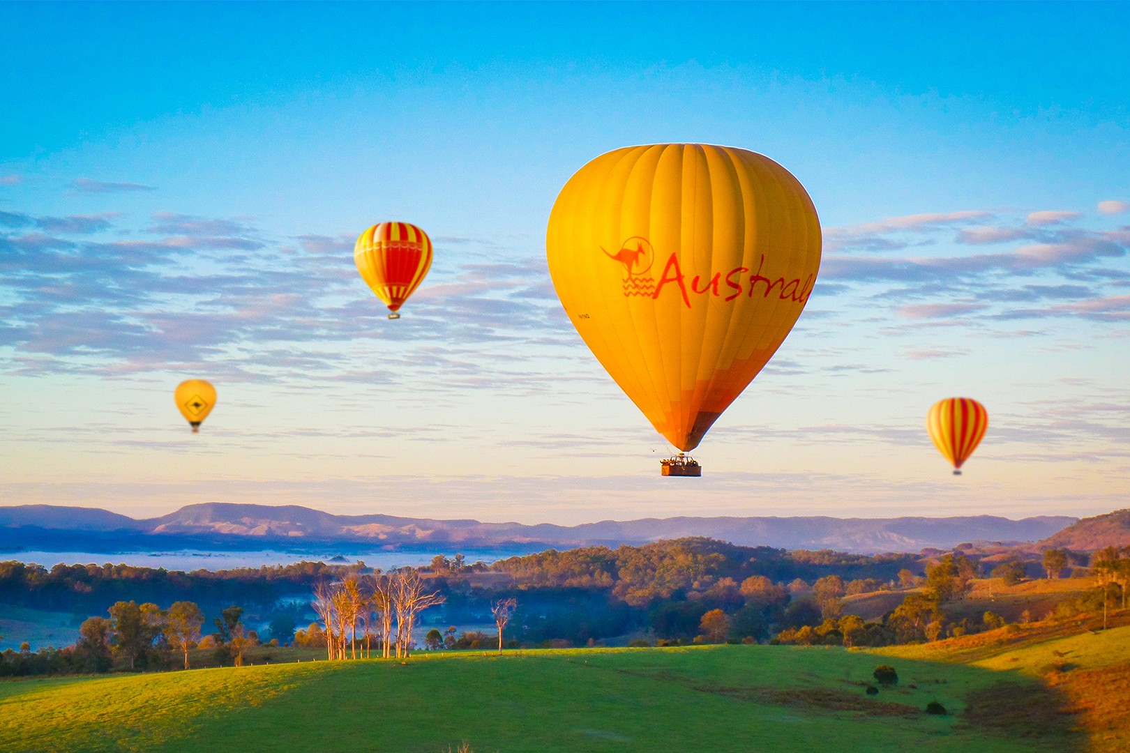 rainbow sky hot air balloon
