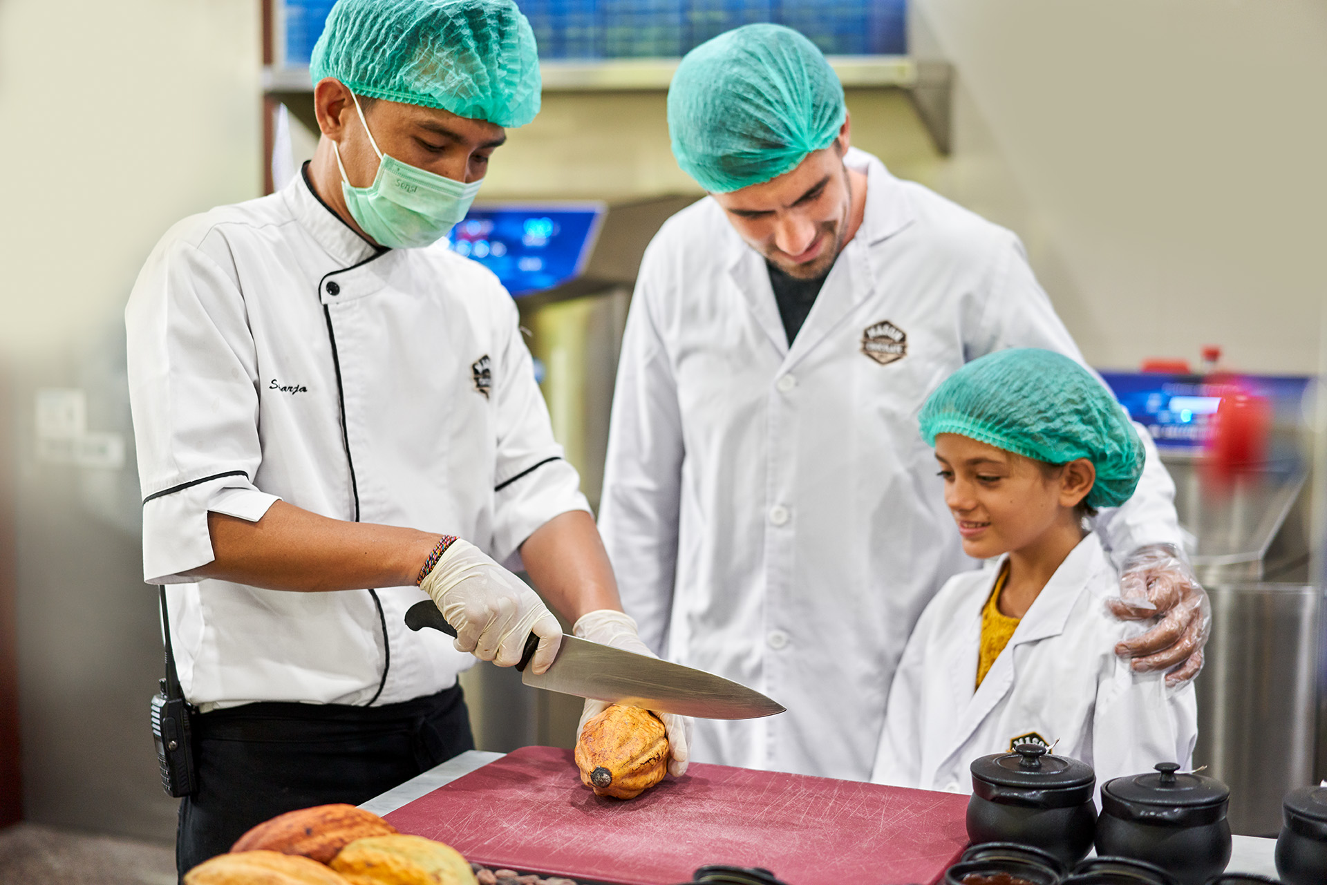 tasting the chocolate fruit to know its quality