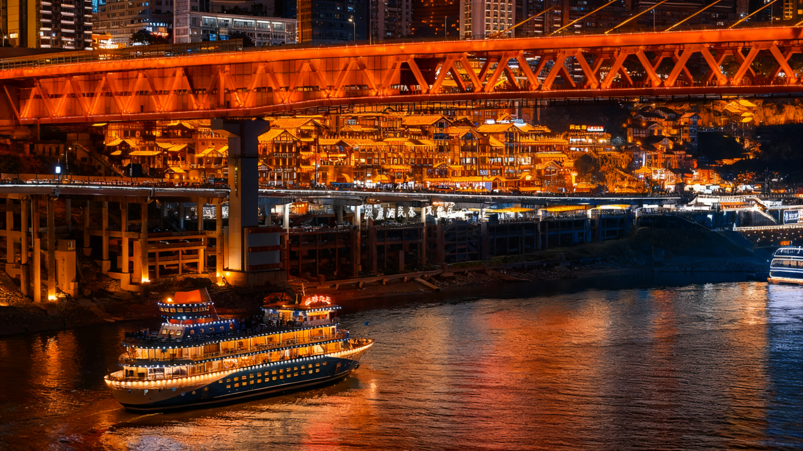 船過時,江波託光線,洪崖洞暖、高樓亮,把重慶立體寫成流動詩 船過時,江波託光線,洪崖洞暖、高樓亮,把重慶立體寫成流動詩