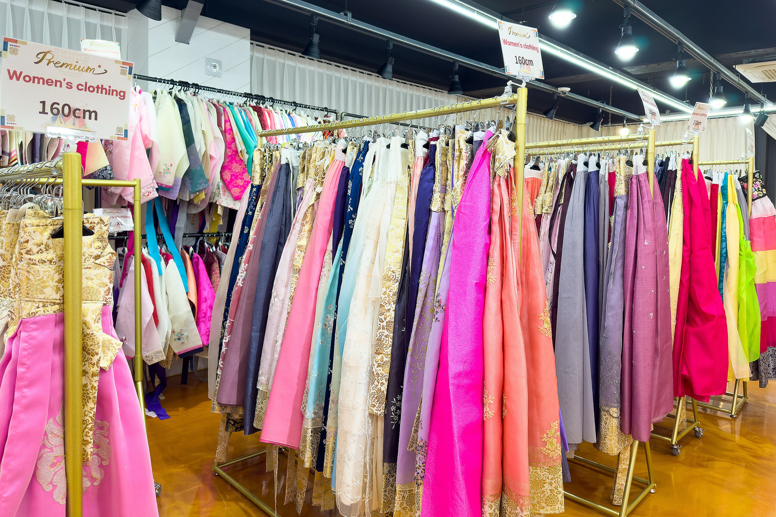 Inside a luxurious hanbok rental shop