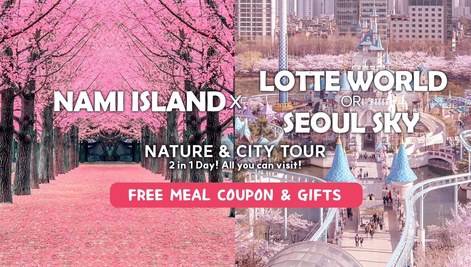 Nami Island and Lotte world (or Seoul) Sky Day Tour