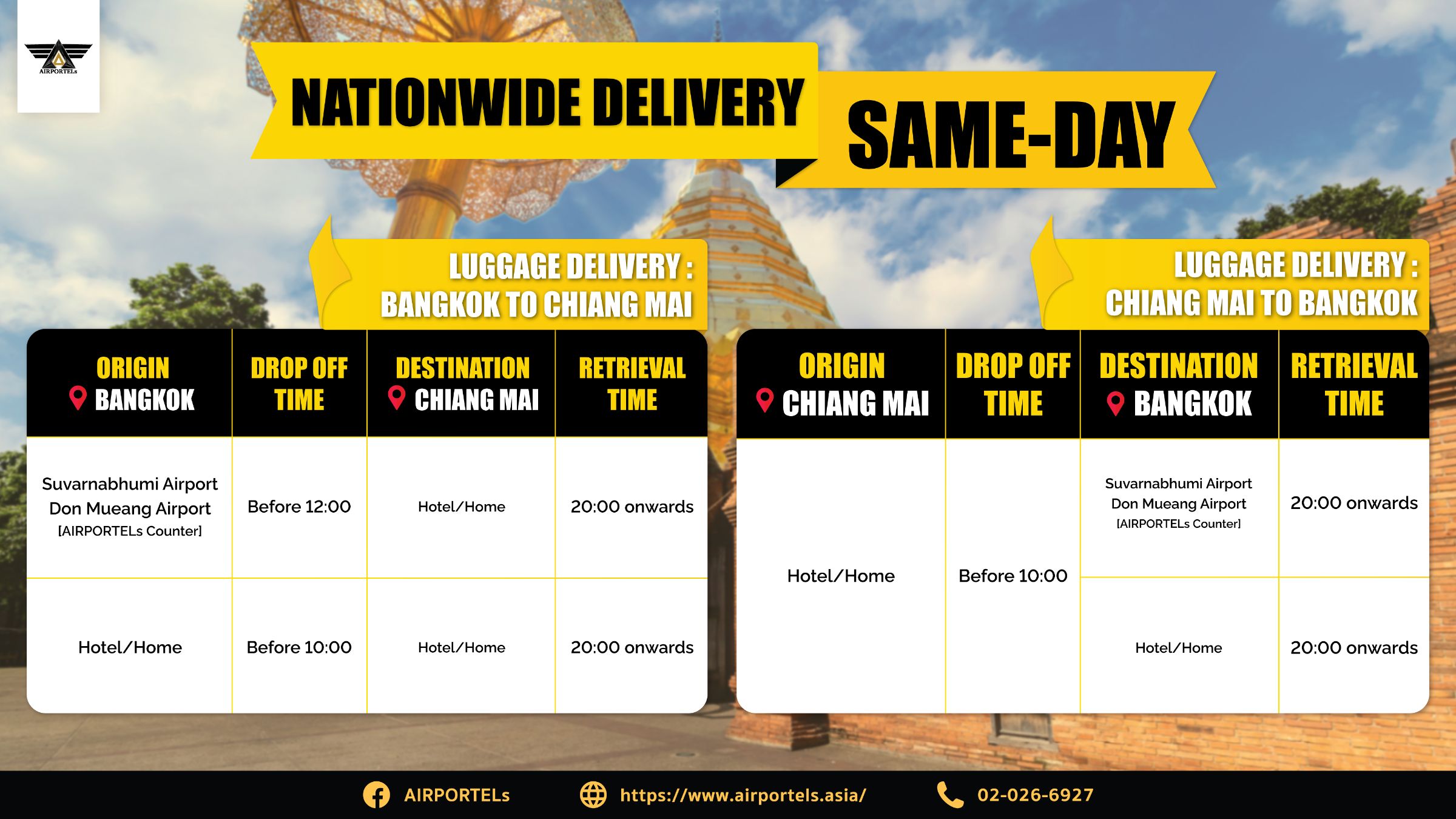 全國配送 曼谷↔清邁：送件與預計取件時間