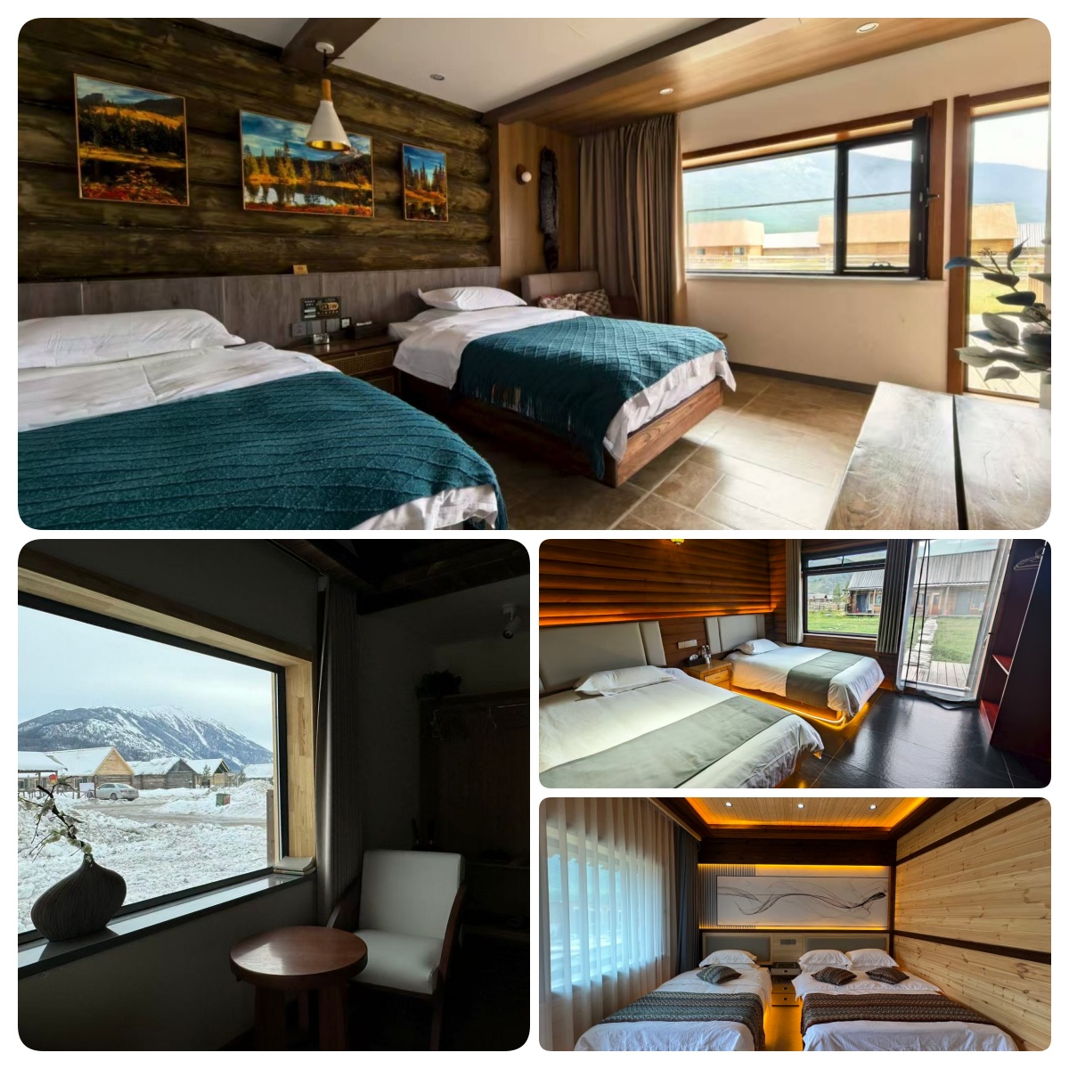 Staying in the Kanas snow scene window log cabin and Hemu snow scene cabin, every frame is like a fairy tale world shining with the light of reality.