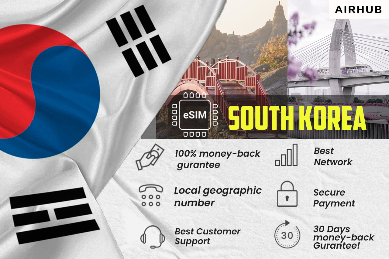 韓國無限流量虛擬SIM卡（通過電子郵件發送二維碼）- Airhub App提供