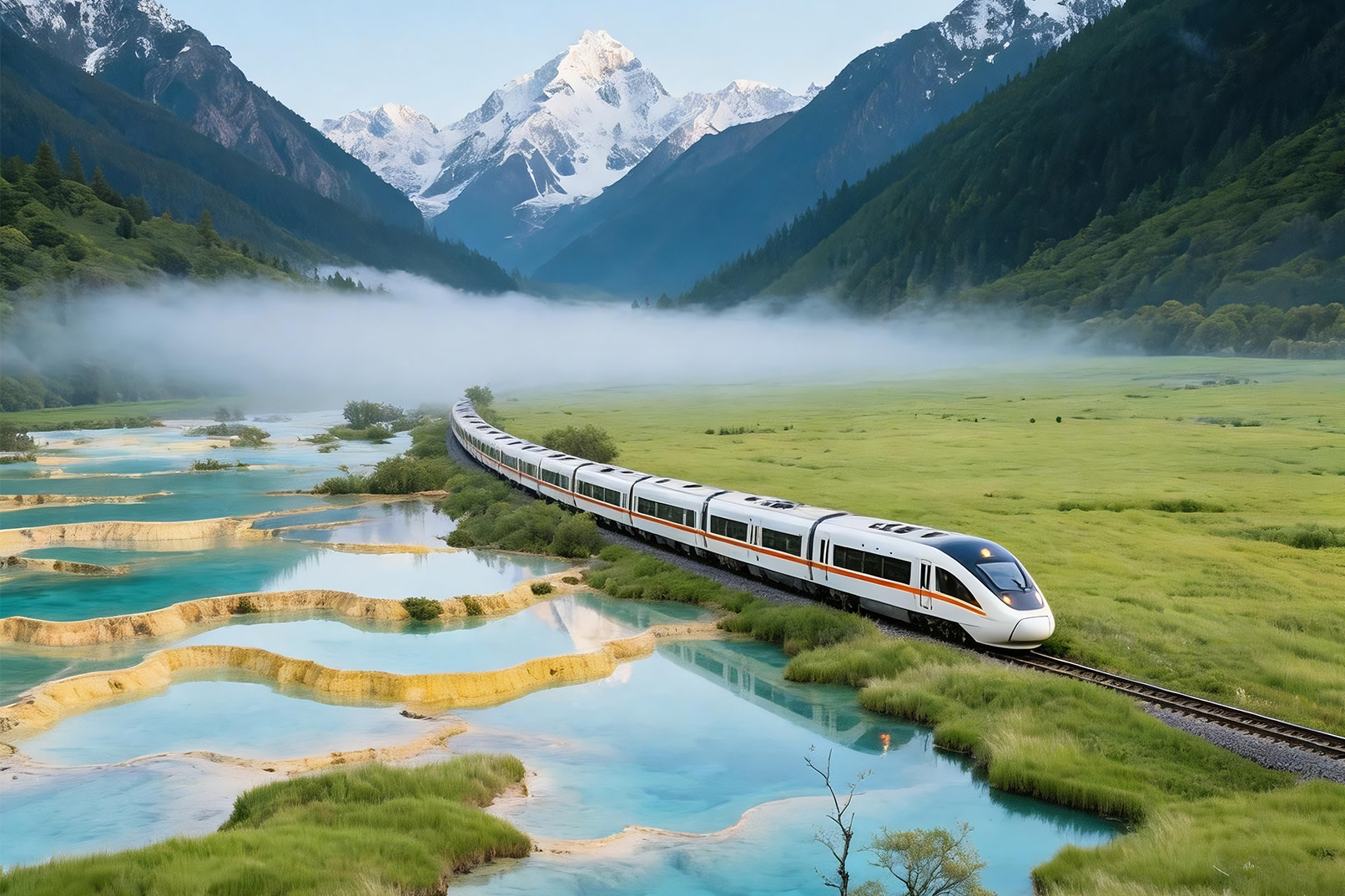 Two-day tour with train travel from Chengdu to Jiuzhaigou, Huanglong