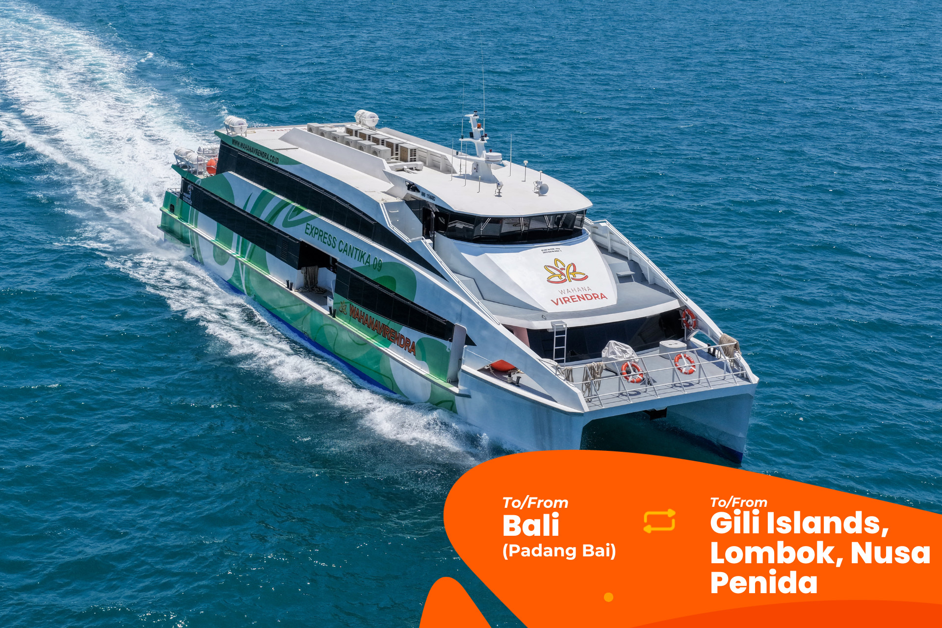 Premium Fast Boat Ticket Between Bali, Gili Islands, Lombok, and Nusa Penida with Wahana Virendra
