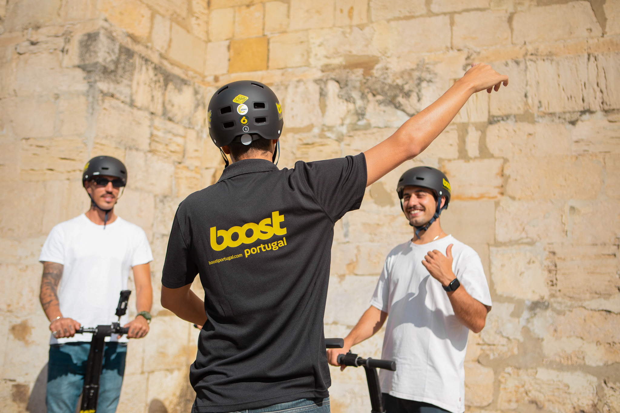 Segway Lisbon Guided Tour in Lisbon. Stop by the Lisbon Cathedral to interact and engage with the guide.
