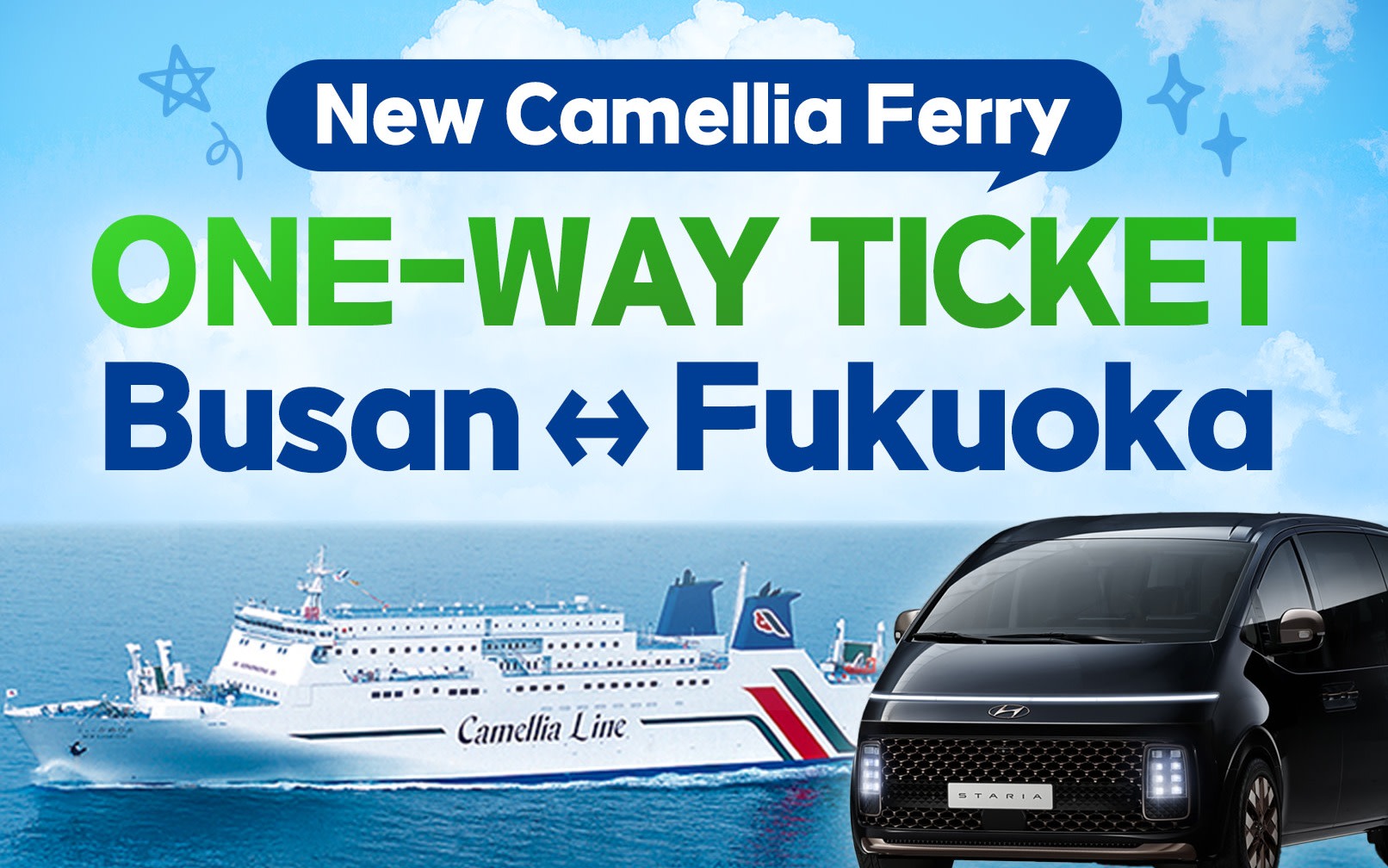 Fukuoka - Busan Ferry by New Camellia Ferry with Private Pick-Up & Drop Off