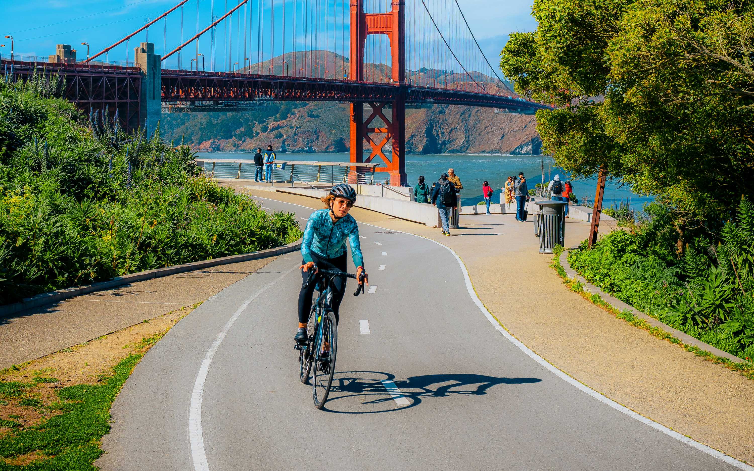 Follow the scenic bike path for a thrilling adventure toward the bridge