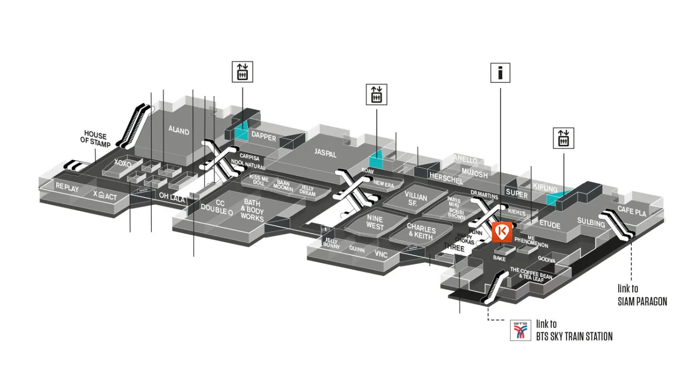 Map of the Klook Counter at Siam Cener