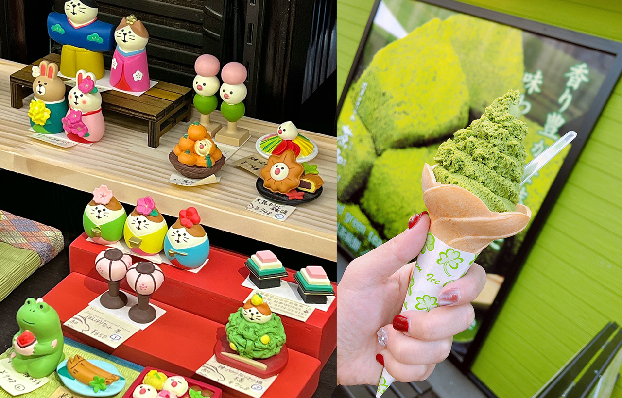 [Matcha Street] The streets are lined with shops selling matcha products, where you can enjoy a variety of matcha delicacies