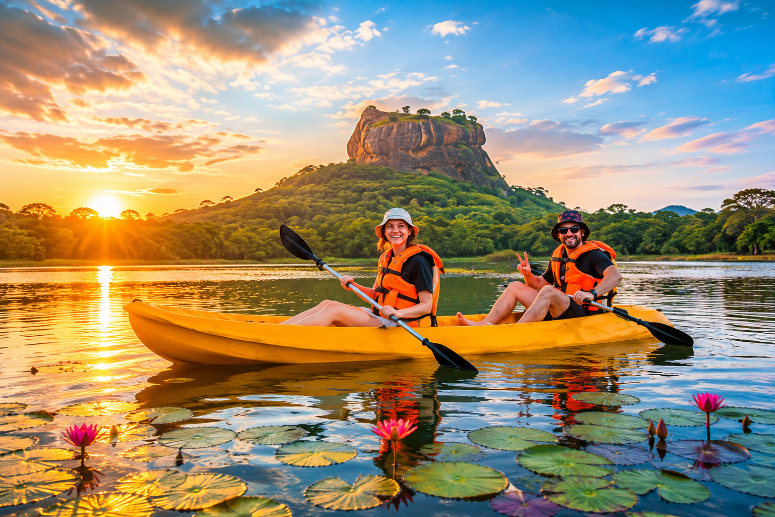 Sigiriya Kayak Experience with Lion Rock Lake Views