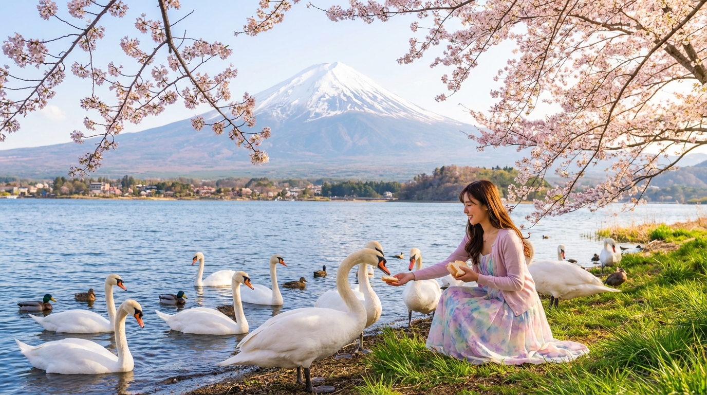 離富士山最近的湖泊之一,湖面開闊,天鵝悠遊,天氣晴好時能看到“逆富士”倒影。日出日落時分,湖光山色美到讓人屏住呼吸。 離富士山最近的湖泊之一,湖面開闊,天鵝悠遊,天氣晴好時能看到“逆富士”倒影。日出日落時分,湖光山色美到讓人屏住呼吸。