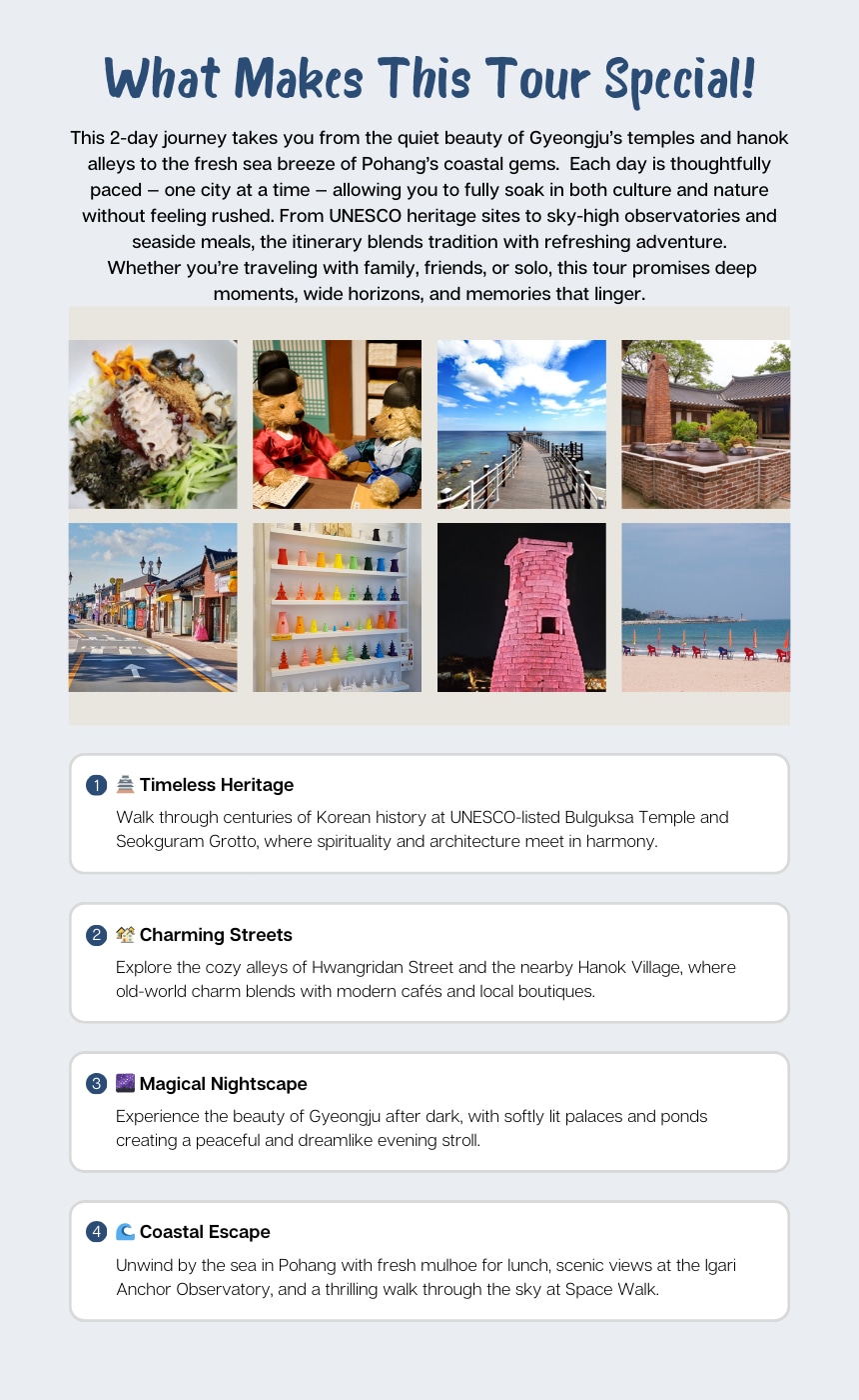 Special Korean Culture Heritage: Gyeongju & Pohang Tour from Seoul