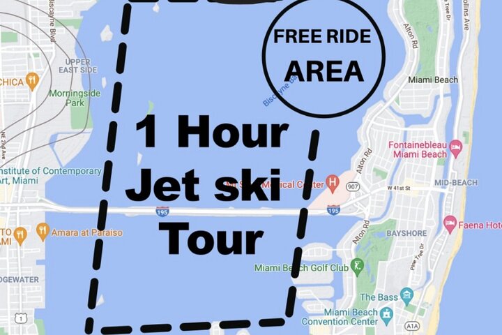 Enjoy an hour of free riding in the designated area on the beautiful waters of Biscayne Bay