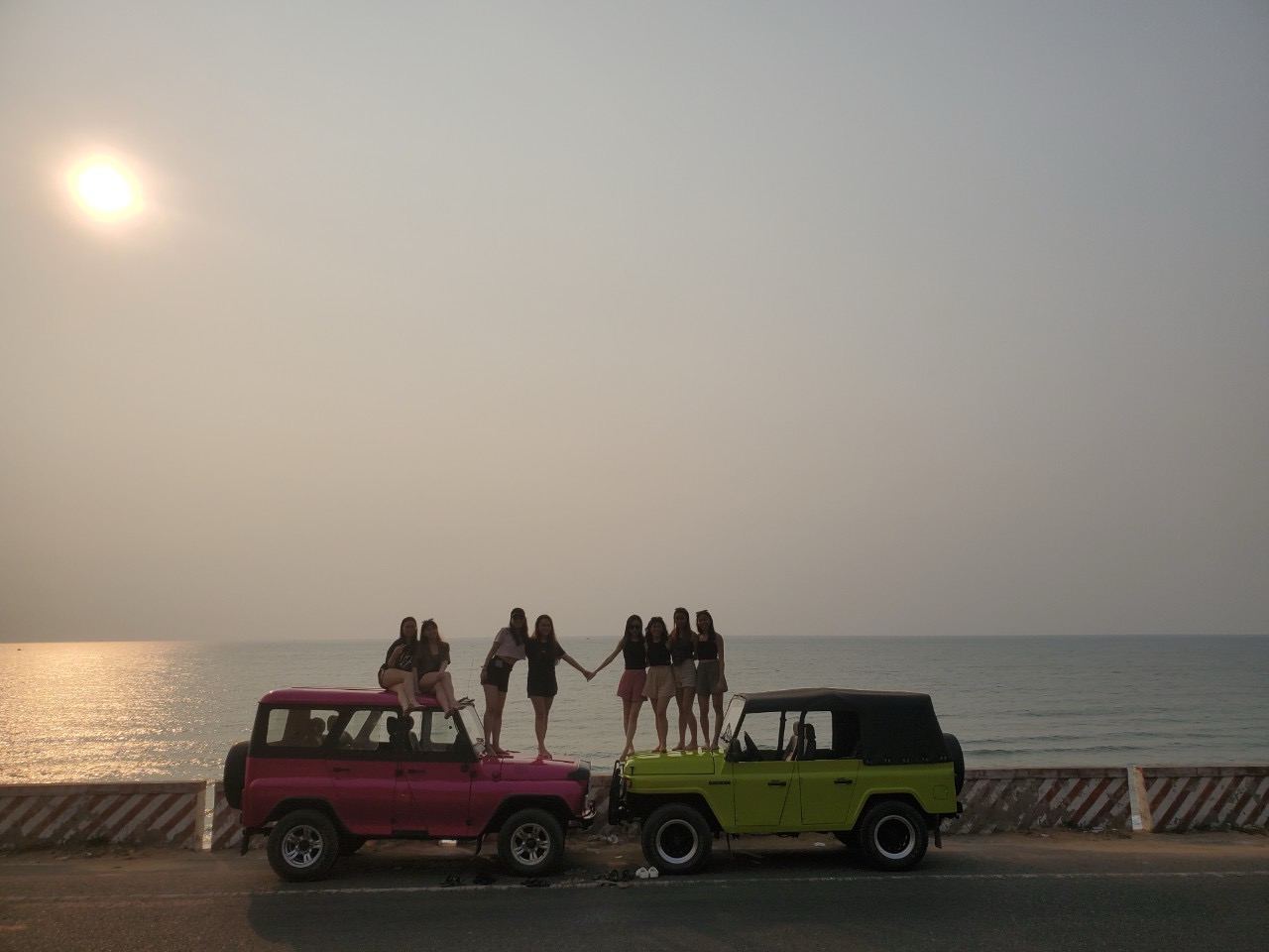 Group photo with jeep