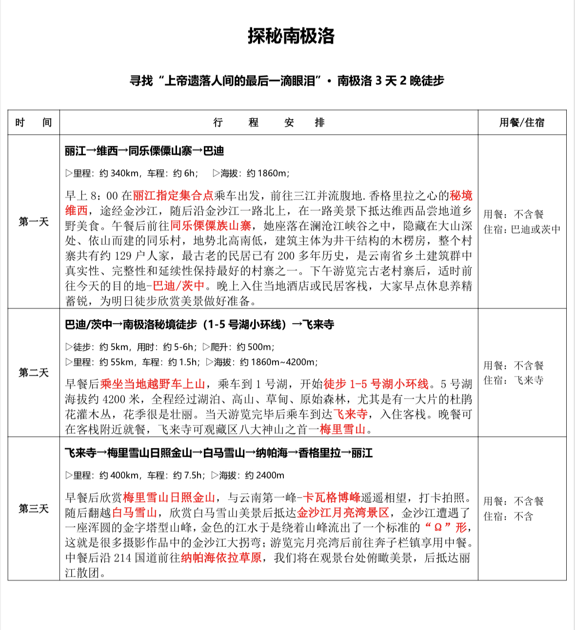 雲南探秘南極洛徒步3日（南極洛+梅里雪山+同樂古村+茨中教堂）