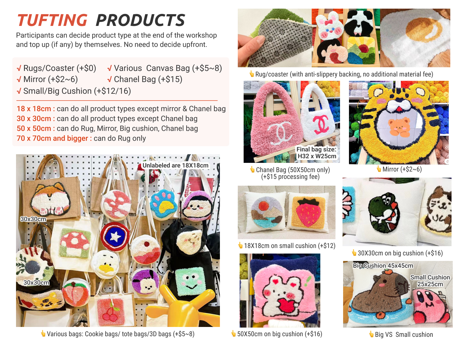 A summary of what tufting products can be made