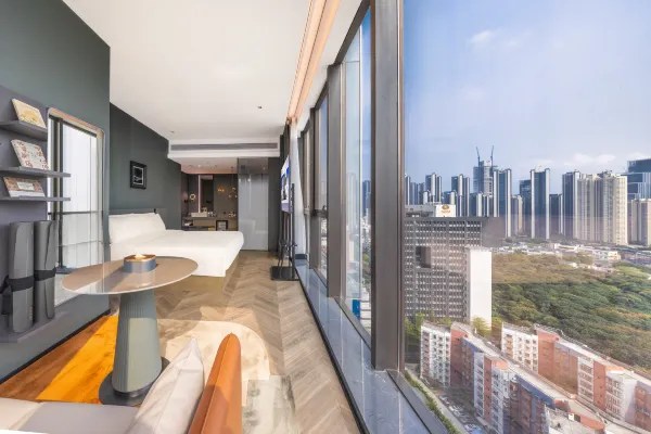Hotel room interior environment display map