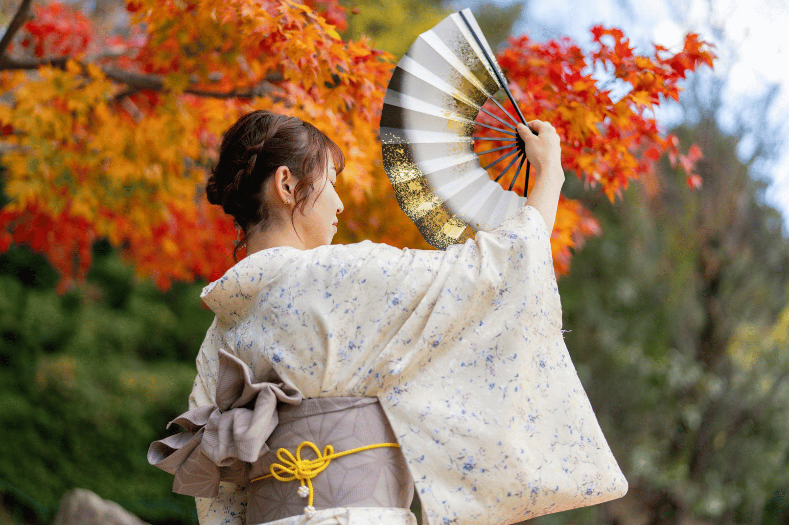 紅葉染色的季節，讓我們一起欣賞身著和服的美人和日本的風情吧。