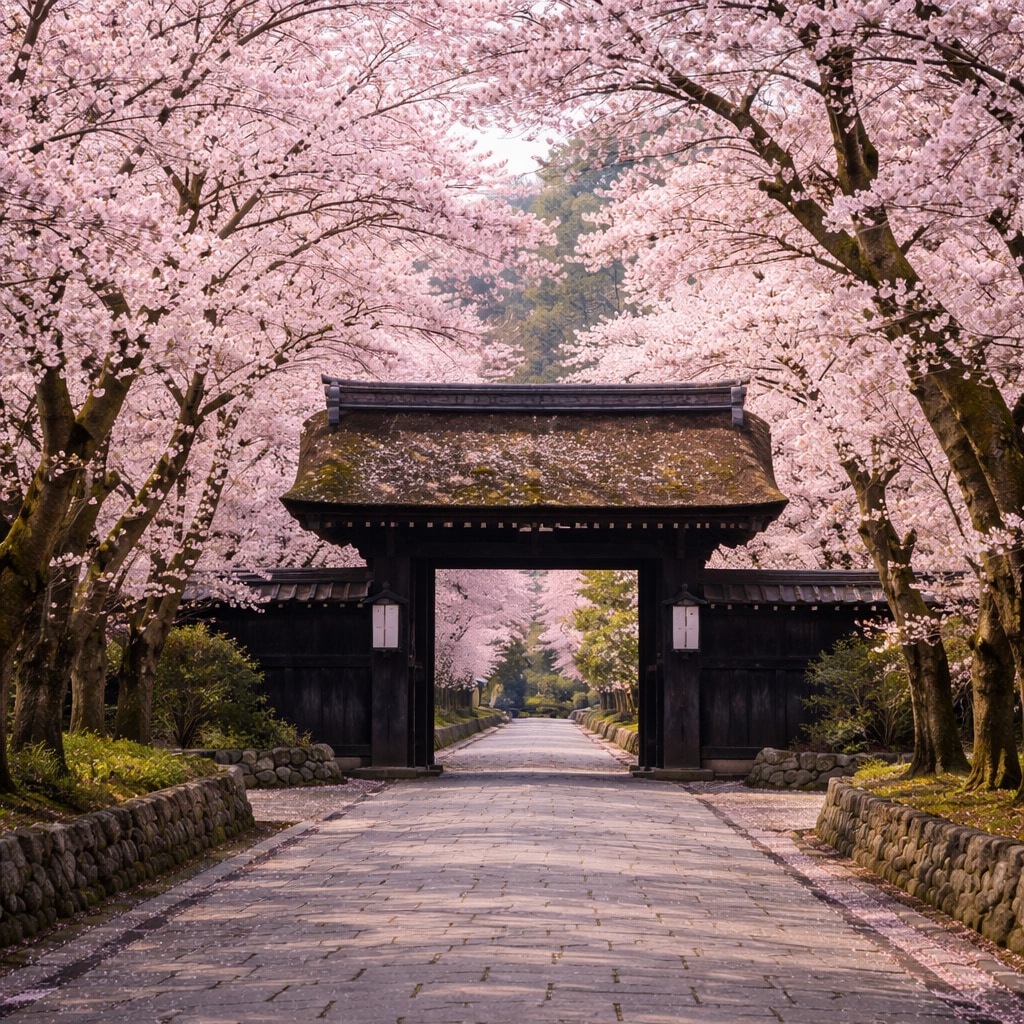 🌸櫻花季限定行程之：秋月城下町🌸
每逢春季櫻花盛開，通往秋月城跡的「杉之馬場」櫻花大道綿延數百公尺，櫻花如雲似雪般盛放，形成夢幻粉色隧道，是九州著名的賞櫻名所之一。微風吹拂時，花瓣隨風飄落，畫面如詩如畫，無論拍照或漫步，都能感受到濃厚的日式春日浪漫。